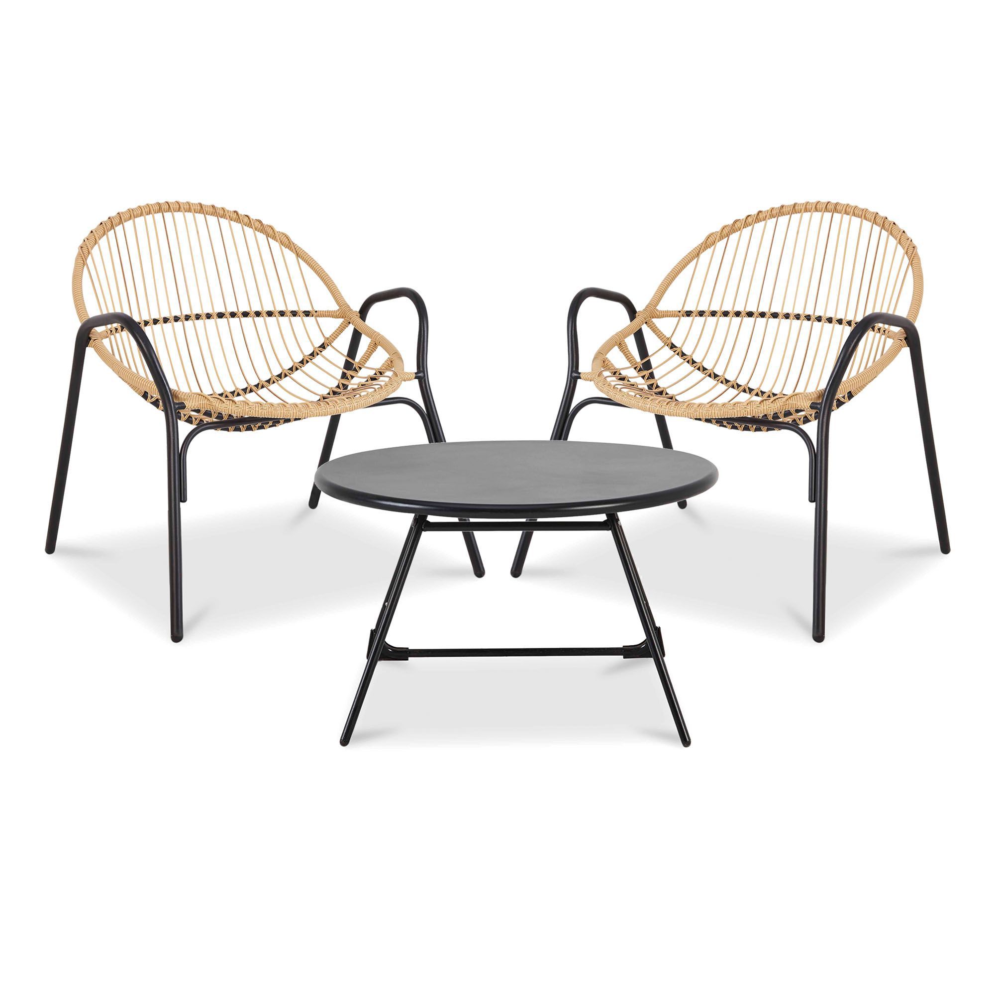 Blooma Cuba Cream & black Metal 2 seater Coffee set