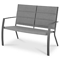 Blooma Derry Anthracite Metal Bench 119cm(W) 88cm(H)