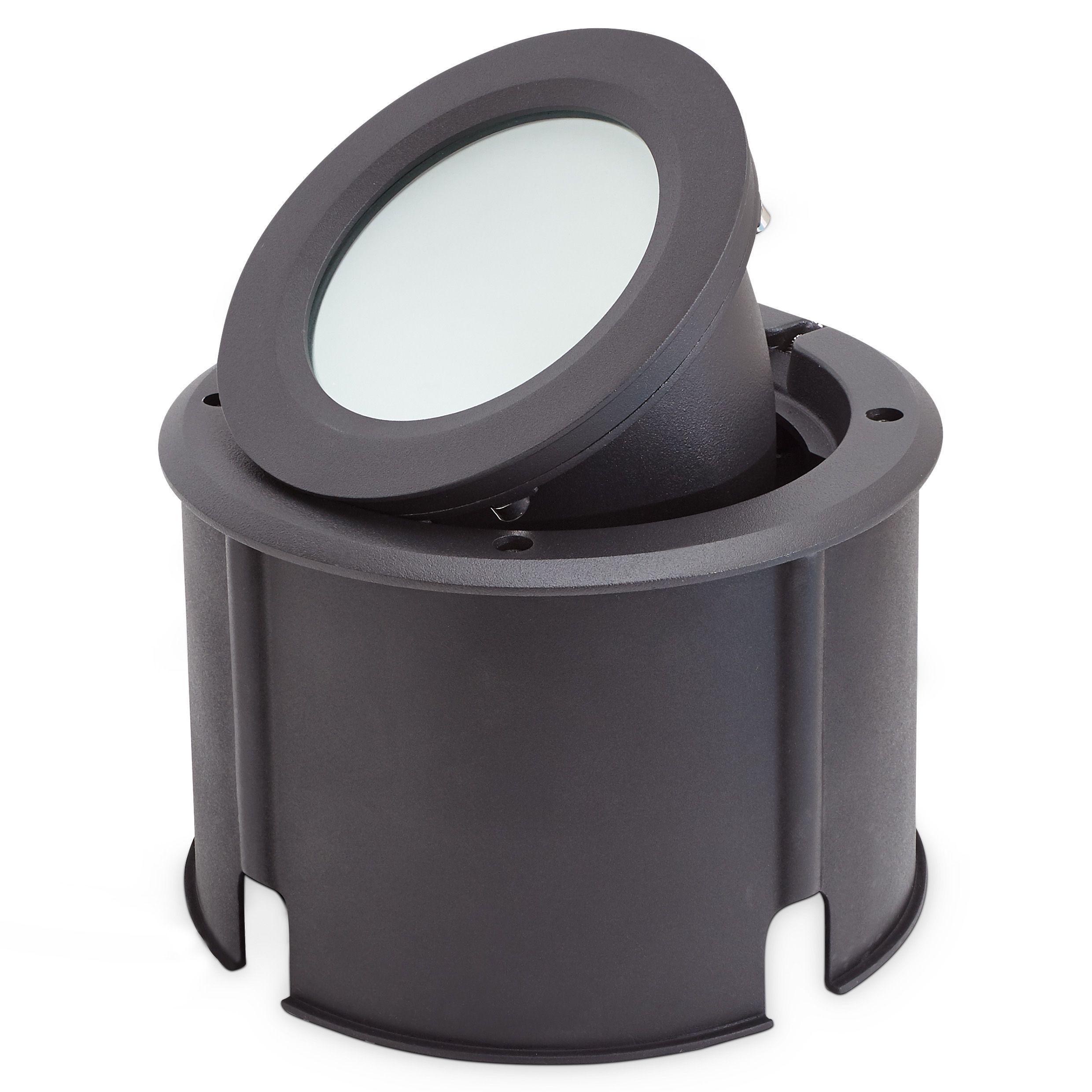 Blooma Dodson Matt Black Mainspowered Neutral white LED Round Decking