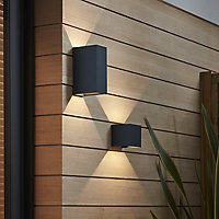 Blooma Edna Matt Charcoal grey Mains-powered LED Outdoor Wall light 814lm