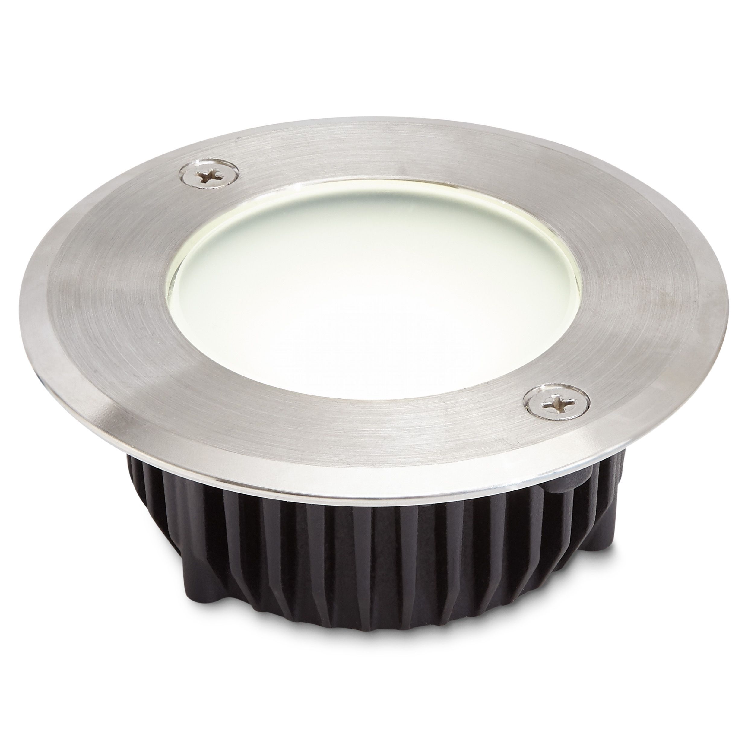 Blooma Flax Brushed Silver effect Mainspowered Neutral white LED Round