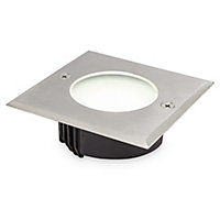 Blooma Flax Brushed Silver effect Mains-powered Neutral white LED Square Decking light