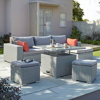 Gabbs grey rattan effect sofa deals set