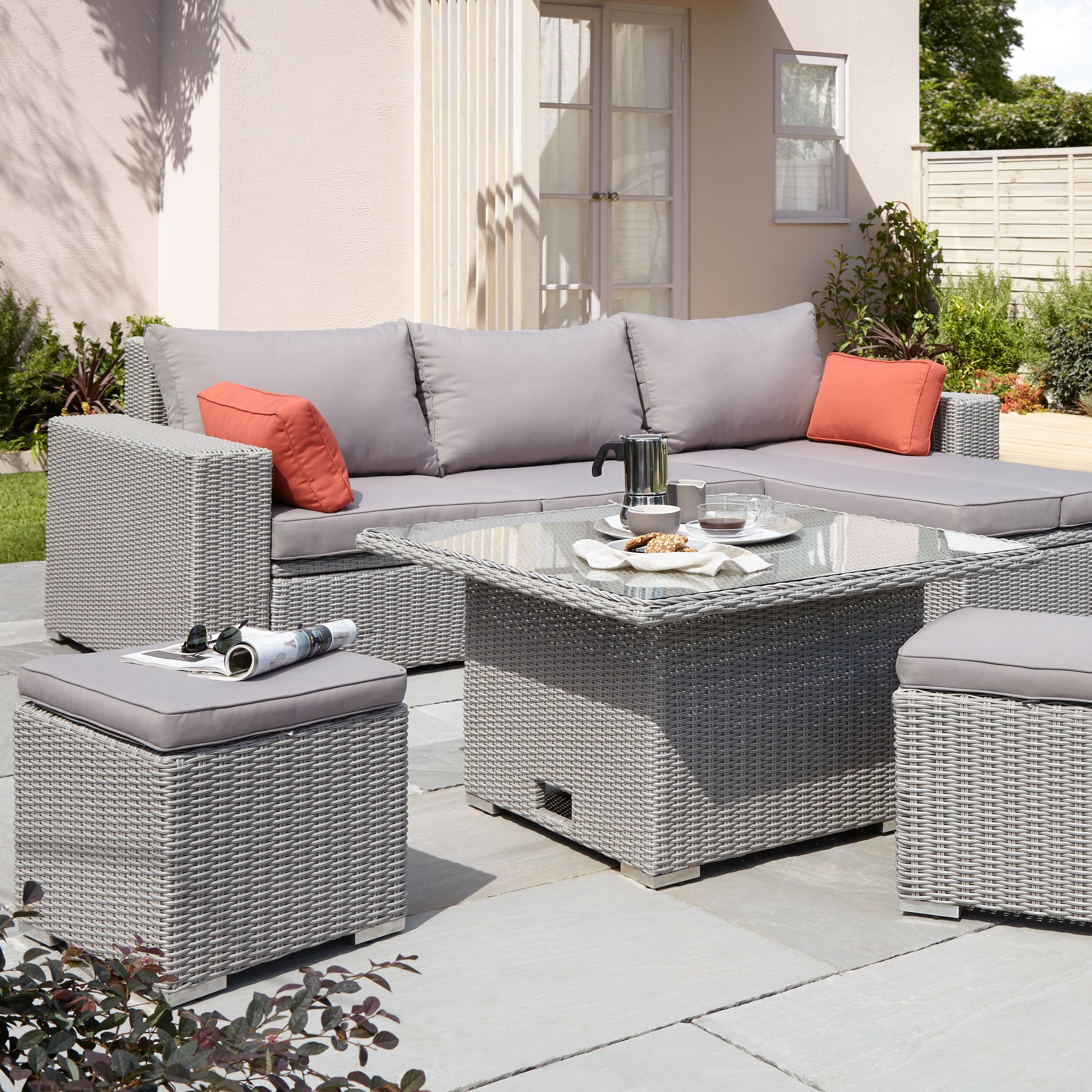 Gabbs grey rattan effect sofa outlet set