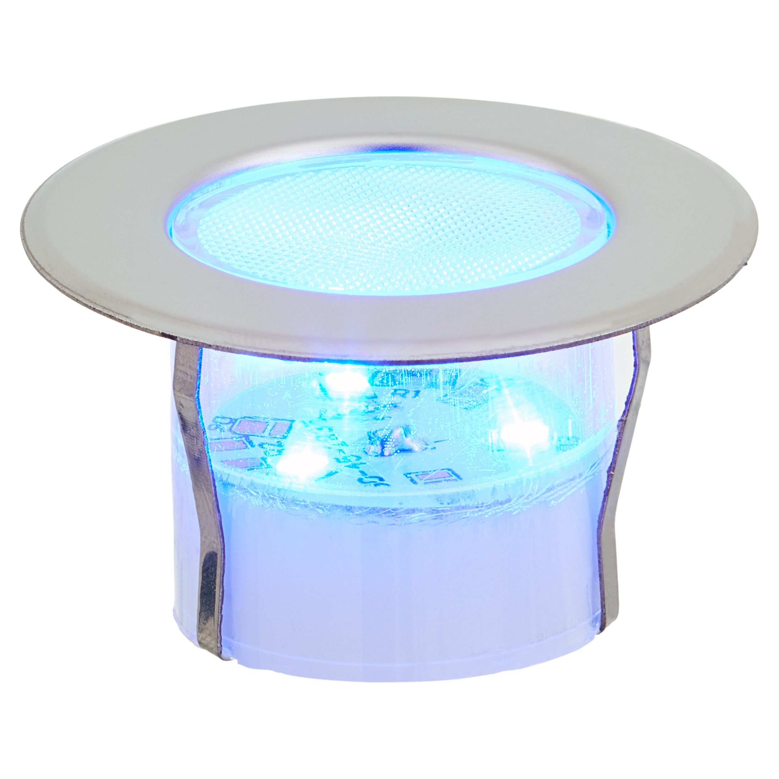 Blooma Hardin Brushed Silver effect Mainspowered Blue LED Round