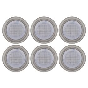 Blooma Hattan Grey Silver effect Solar-powered Cool white LED Decking light, Pack of 6