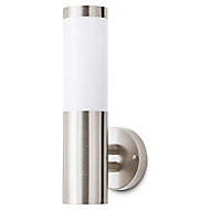 Blooma Hollis Brushed Silver effect Mains-powered Halogen Outdoor Wall light
