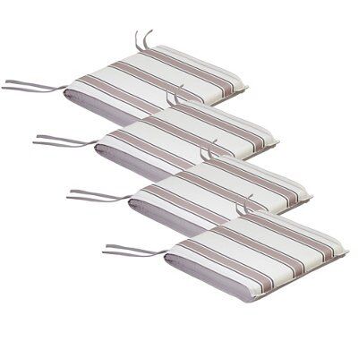 Blooma Isla Beige & cream Striped Square Seat pad, Pack of 4 (L)40cm x (W)40cm