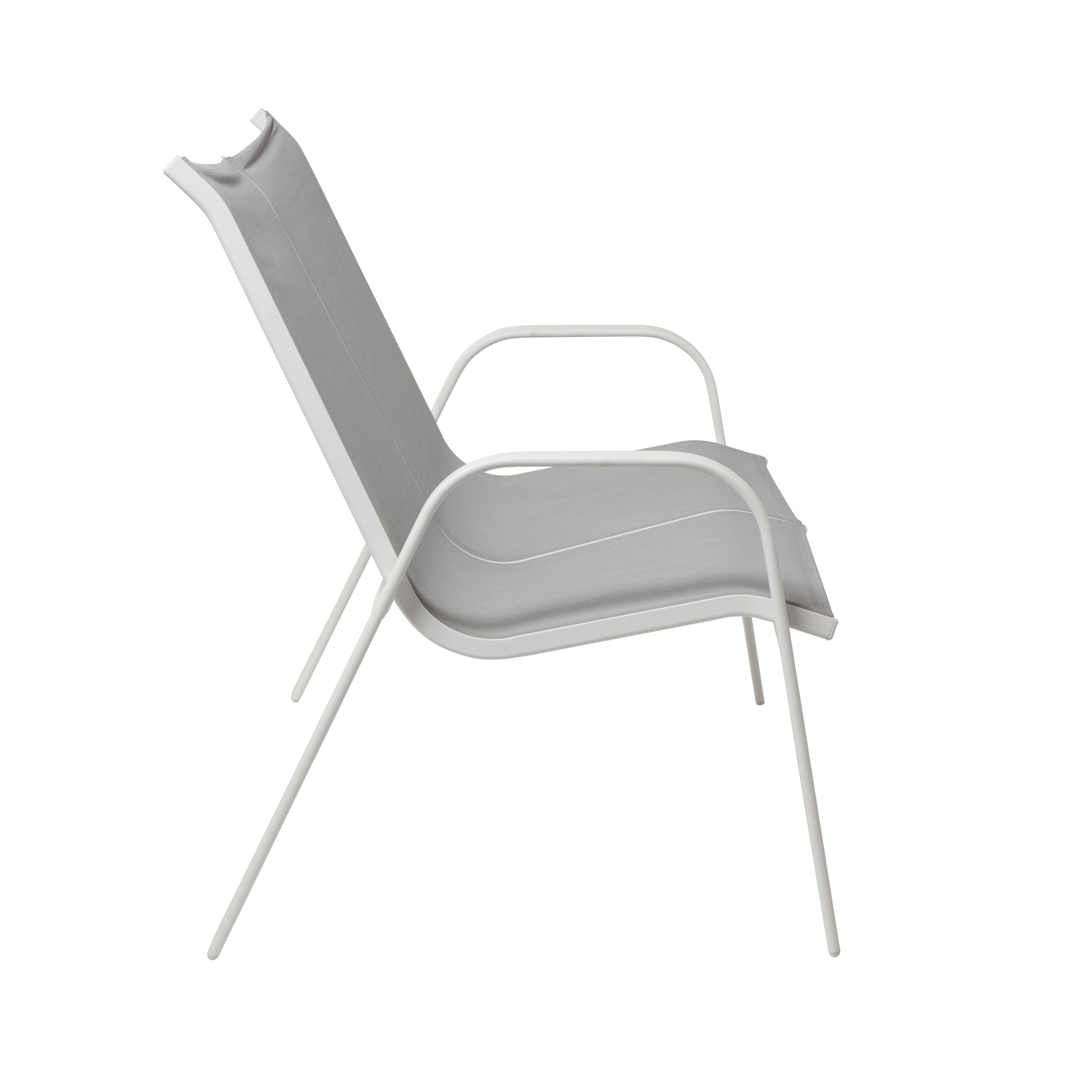 Blooma Janeiro Grey & white Metal Bench (W)112cm (H)95.5cm