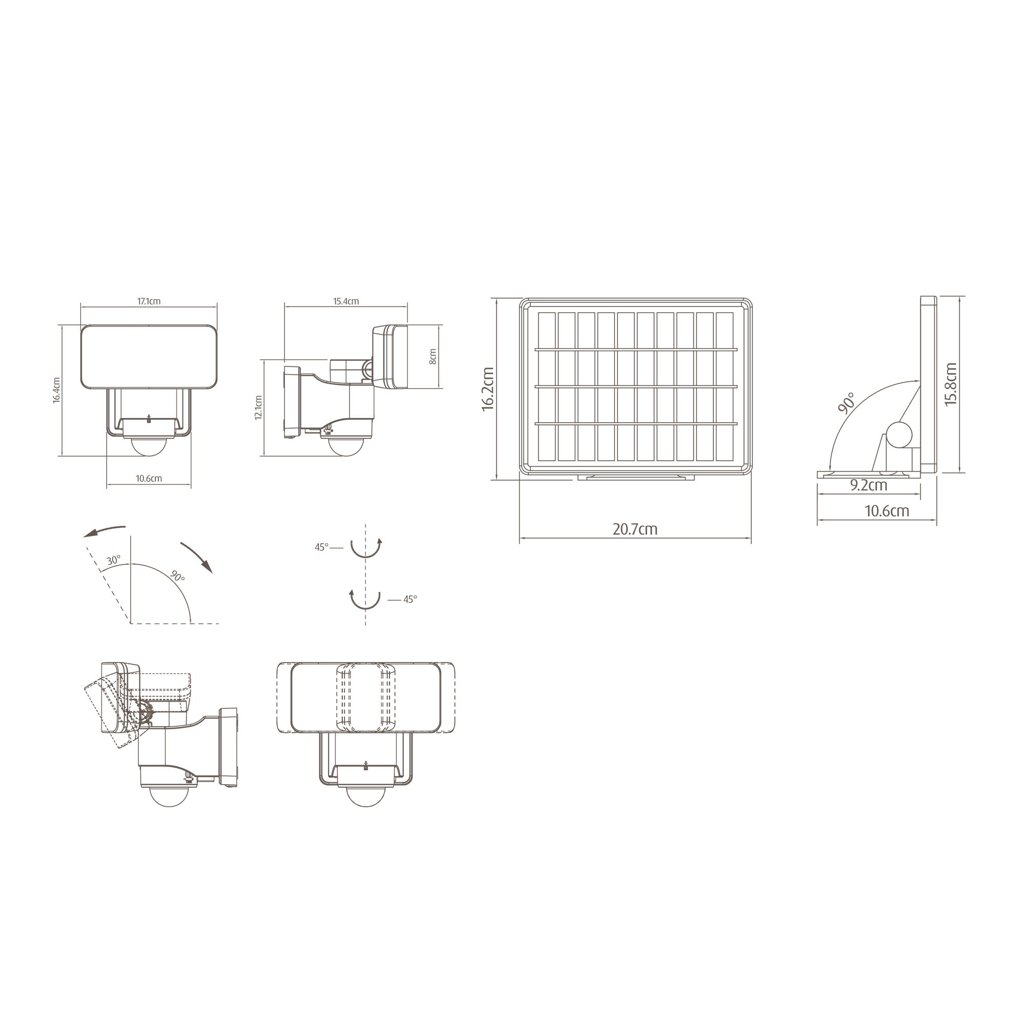 Blooma Kenora Matt Charcoal Solar-powered LED PIR External Flood light | DIY at B&Q