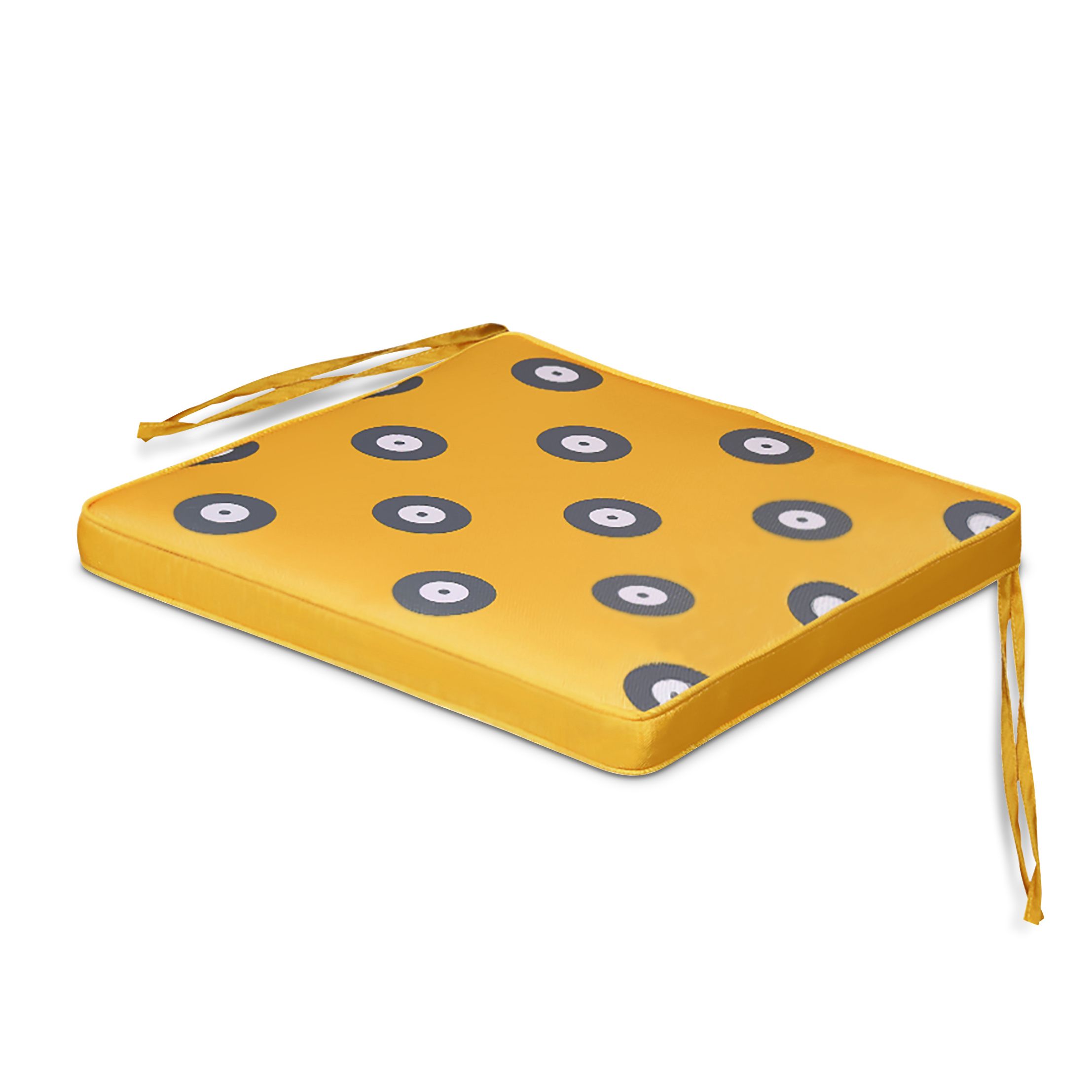 Blooma Kinaros Grey & yellow Spot Square Seat pad (L)40cm x (W)40cm