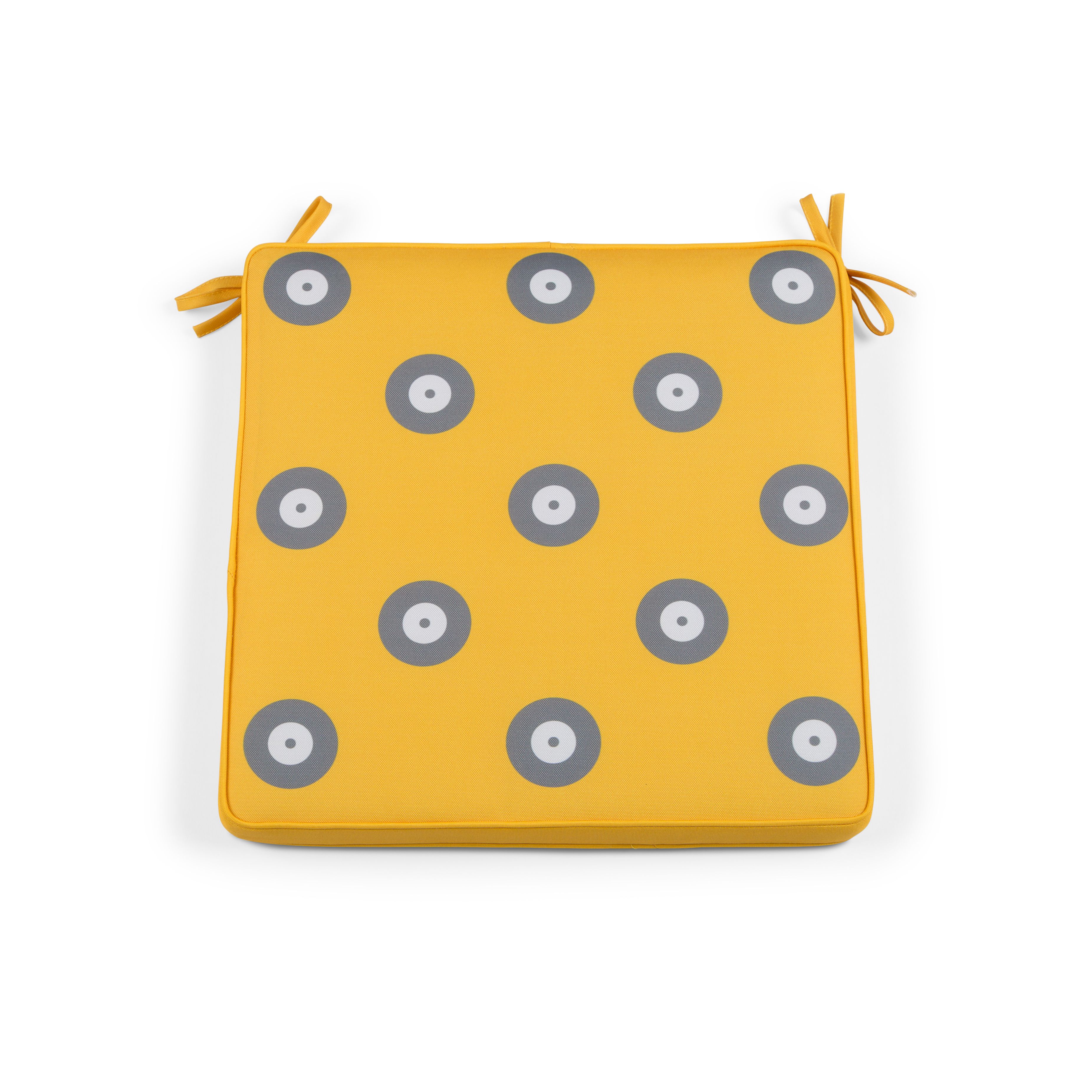 Blooma Kinaros Grey & yellow Spot Square Seat pad (L)40cm x (W)40cm