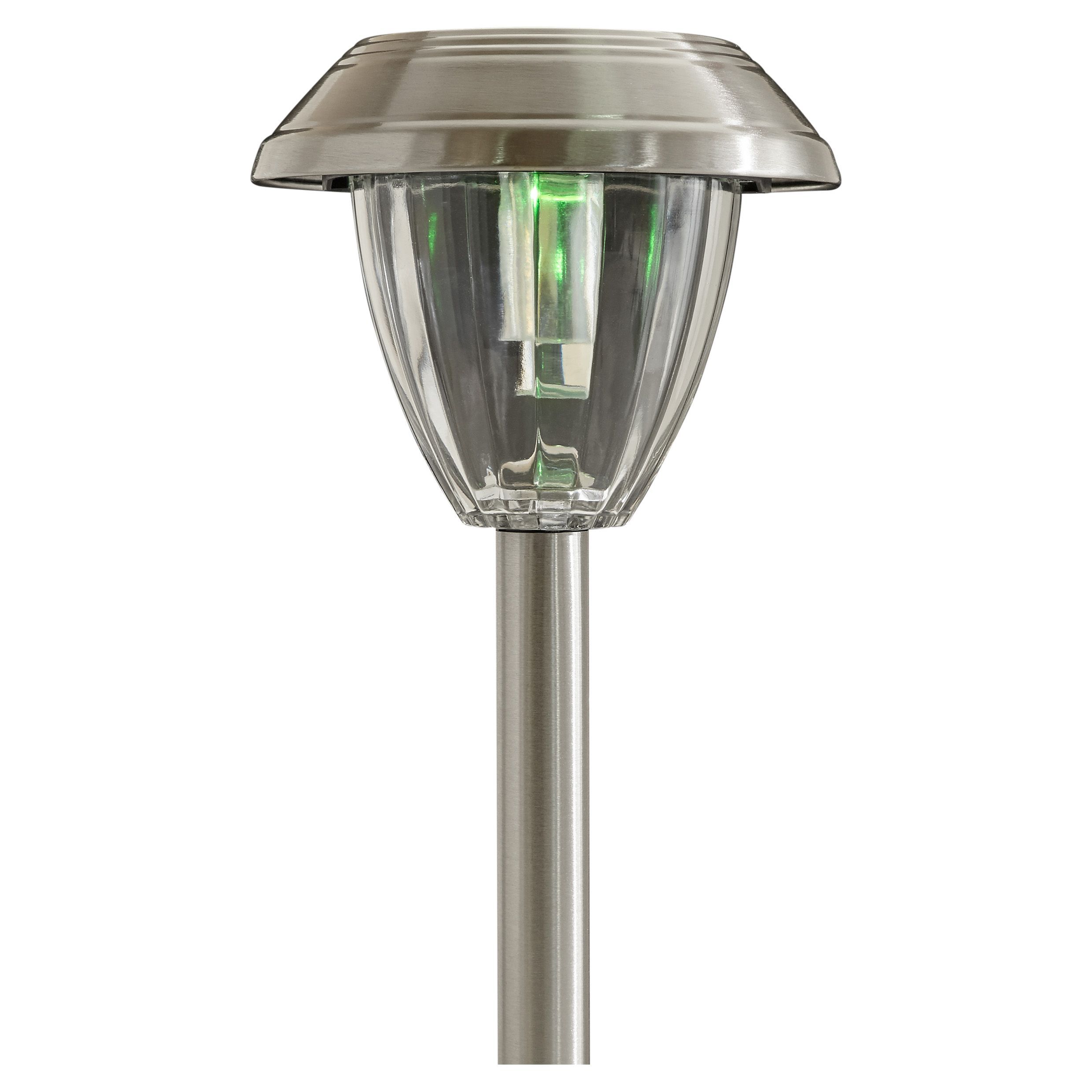 Blooma Kitmat Polished Chromé Silver effect Solar-powered LED Outdoor Spike light, Pack of 4