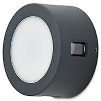 Blooma Kobuk Matt Charcoal grey Mains-powered LED Outdoor Wall light 300lm (Dia)13.2cm