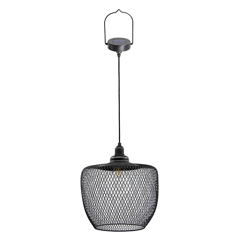 Blooma Koyaka Black Solar Powered, Battery Operated Outdoor Hanging Chandelier Plug Integrated Led
