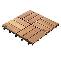 Blooma Lempa Brown Wooden Clippable deck tile (L)30cm (W)30cm (T)24mm, Pack of 4