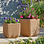 Blooma Loa Brown Rattan effect Plastic Square Plant pot (Dia)30cm