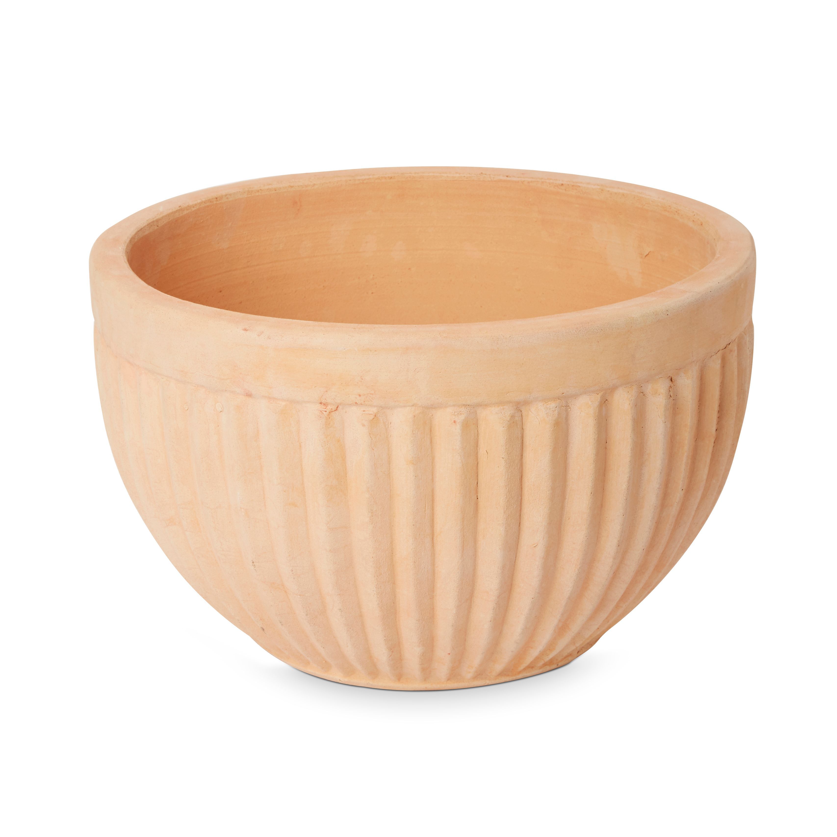 Blooma Mali White washed Terracotta Circular Plant pot (Dia) 40cm, (H)25cm, 25L