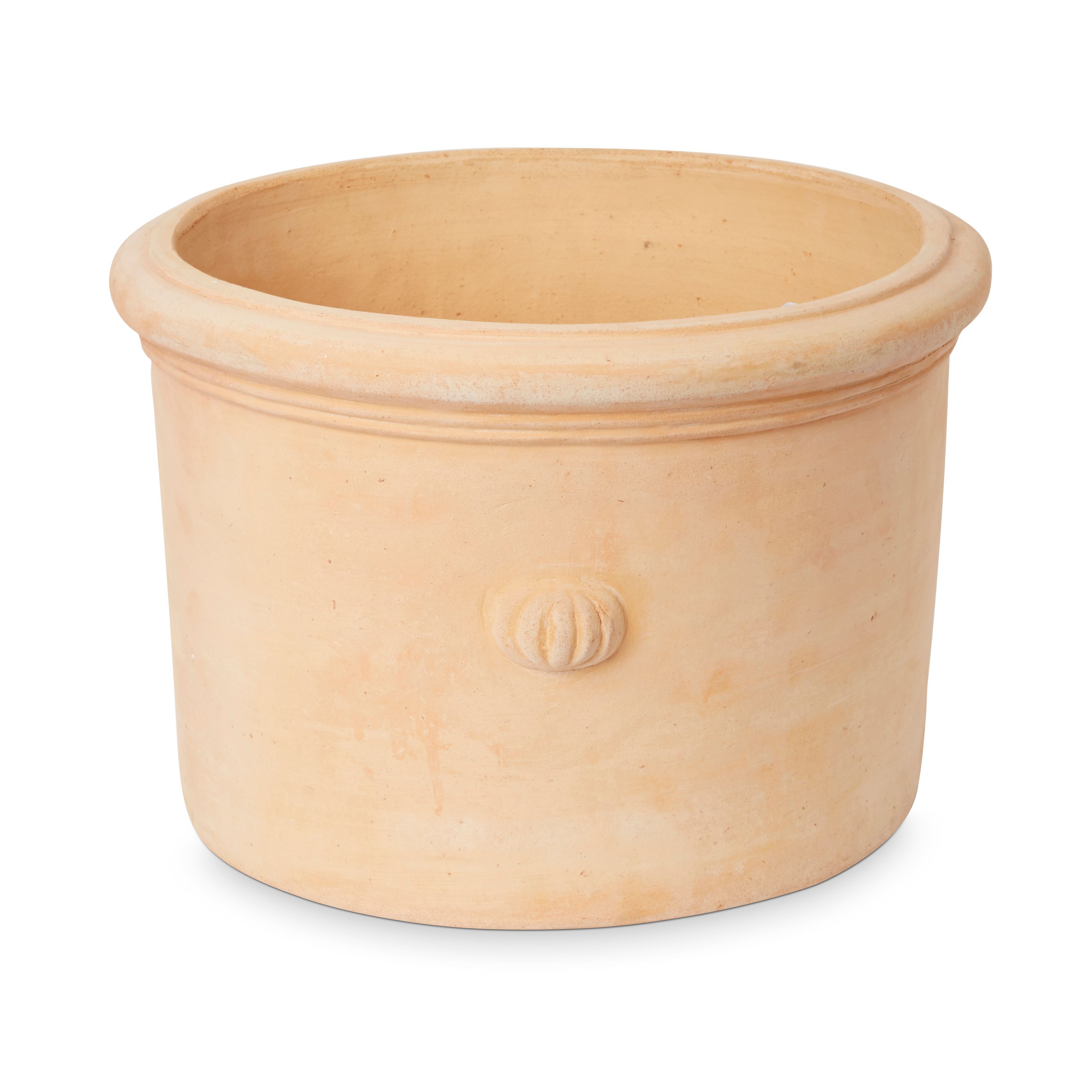 Blooma Mali White washed Terracotta Circular Plant pot (Dia) 40cm, (H)27cm, 28L