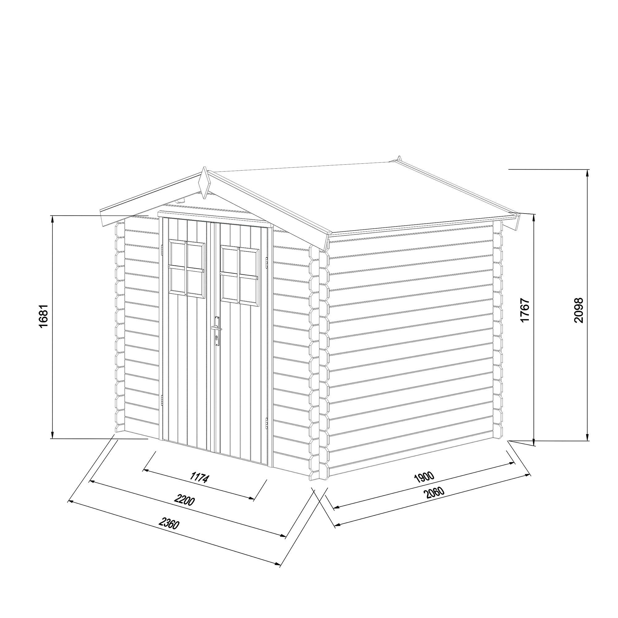 Blooma Mokau 6x7 ft Apex Wooden Shed