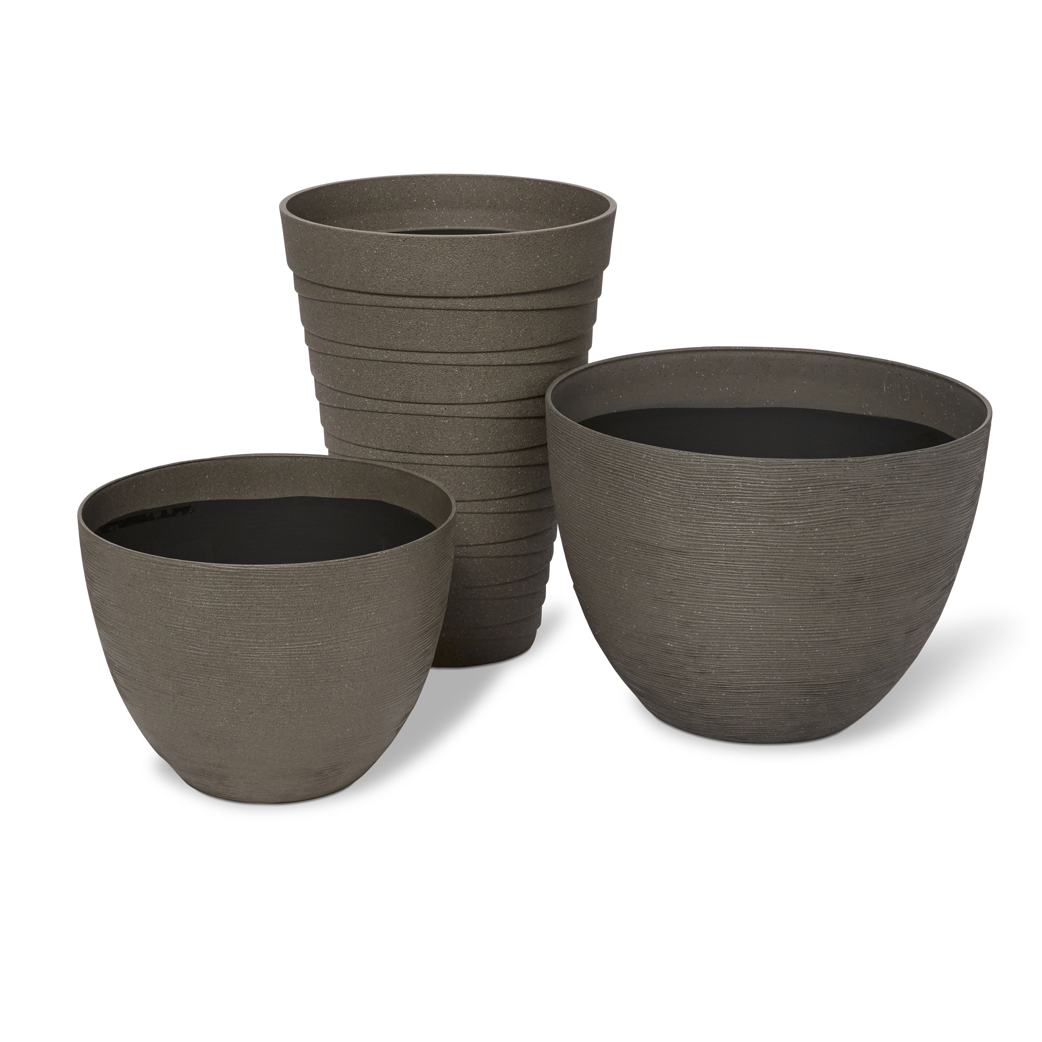 Blooma Momoka Grey Stone effect Plastic Circular Plant pot (Dia) 50cm, (H)37cm, 52L