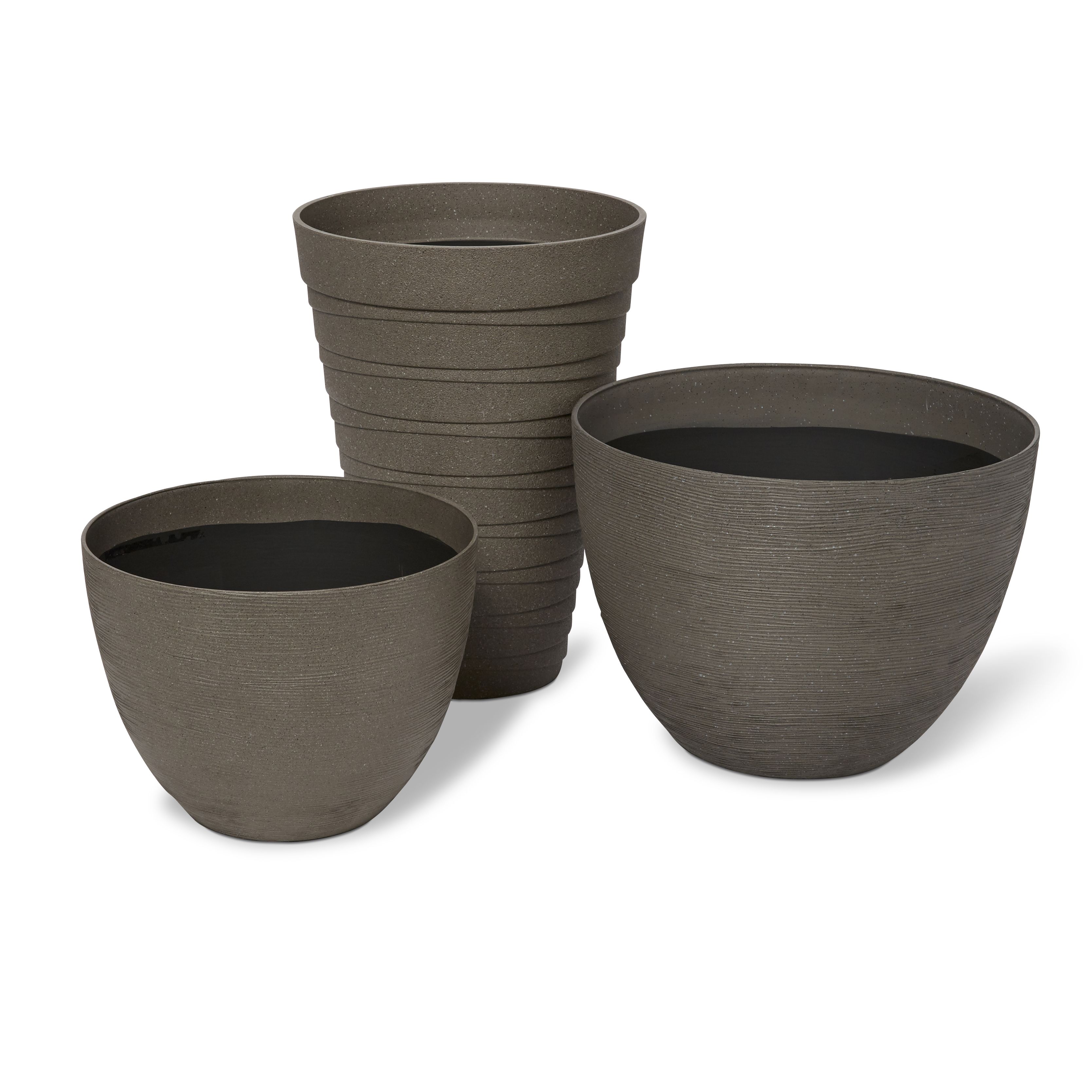 Blooma Grey Stone effect Plastic Circular Plant pot | B&Q