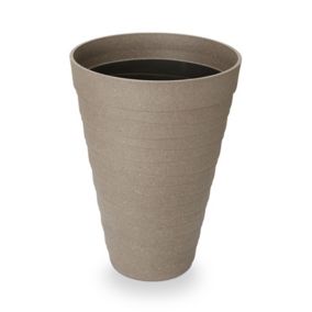 Blooma Momoka Grey Stone effect Plastic Tall Circular Plant pot (Dia) 40cm, (H)55cm, 35L