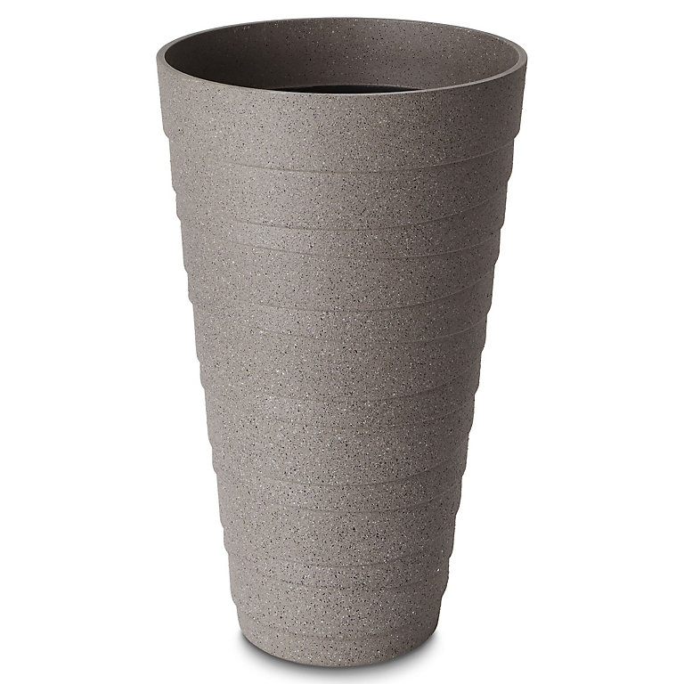 Blooma Momoka Taupe Stone effect Plastic Circular Plant pot (Dia)30cm | DIY  at B&Q