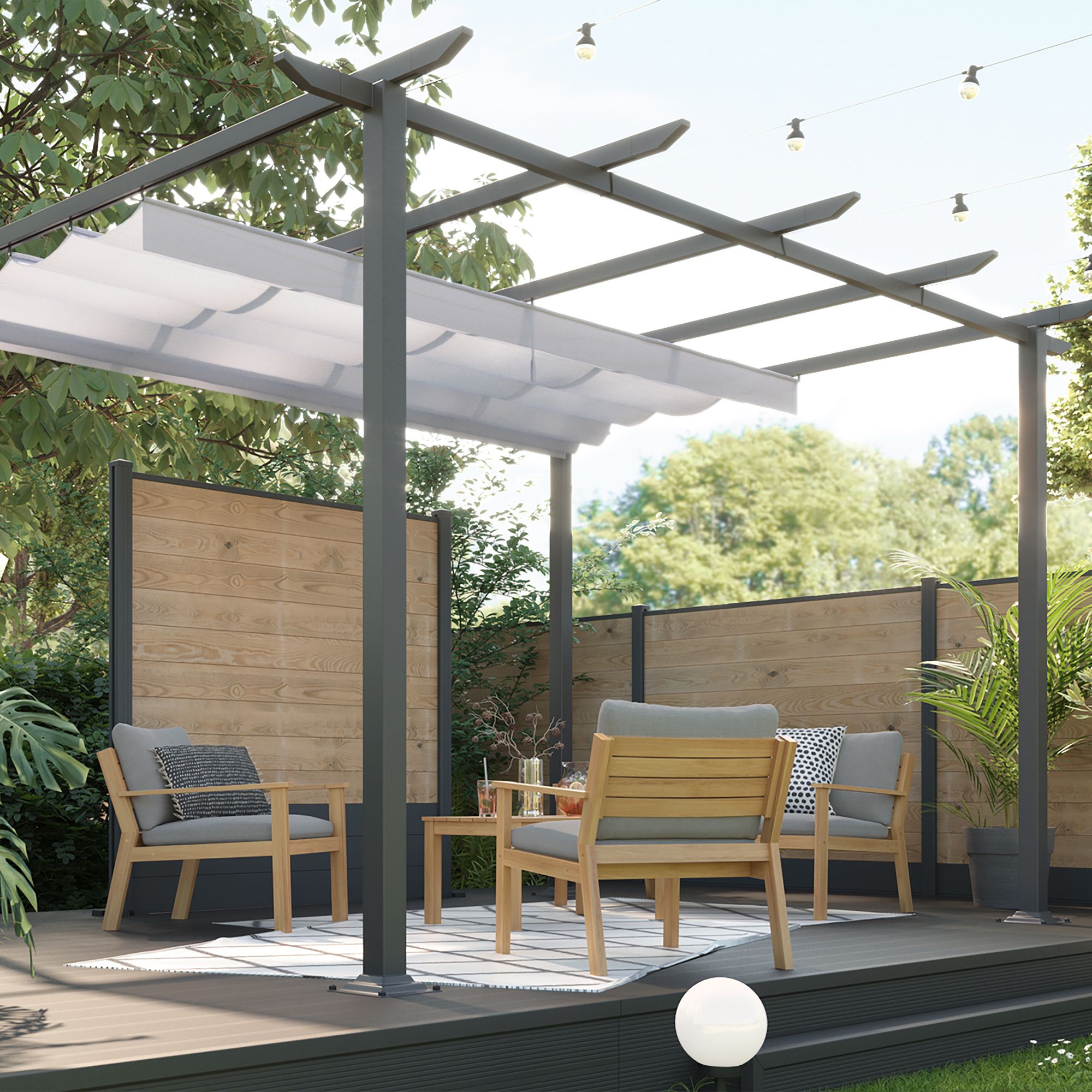 Blooma Moses Dark grey Rectangular Gazebo tent (H) 2.33m (W) 4m (D) 3m - 5