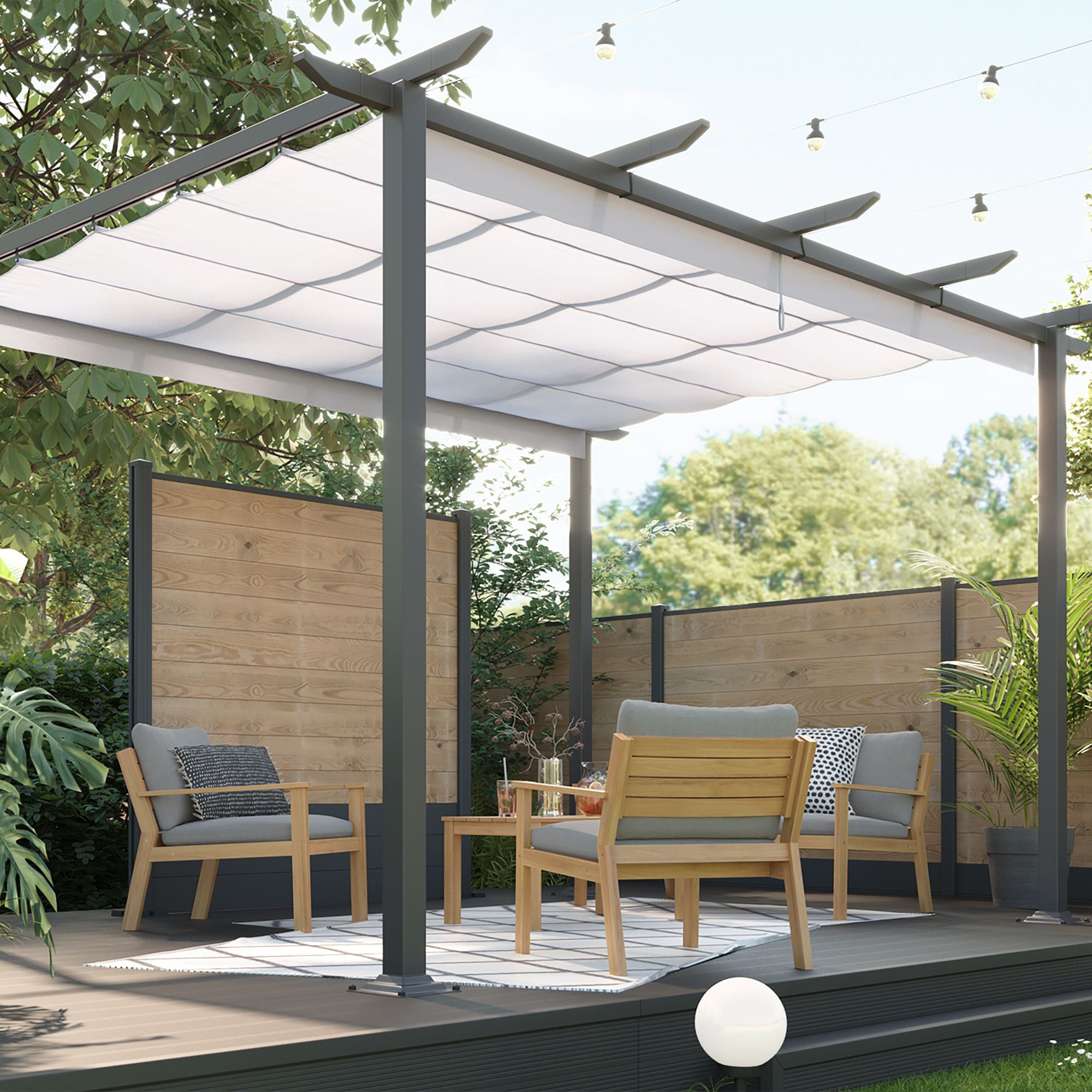 Blooma Moses Dark grey Rectangular Gazebo tent (H) 2.33m (W) 4m (D) 3m - 6