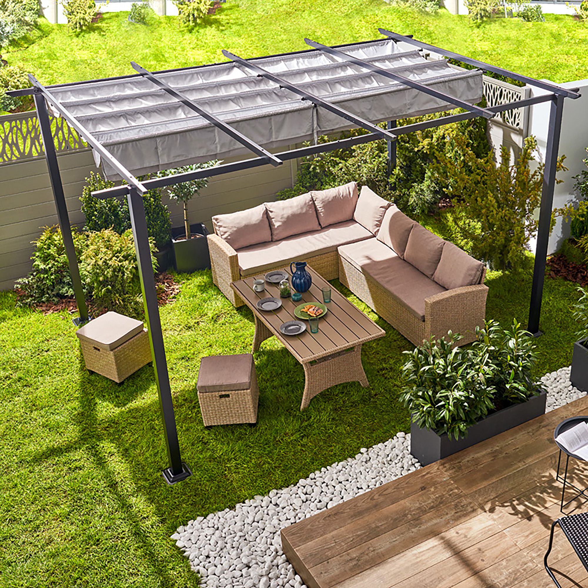 Blooma Moses Dark grey Rectangular Gazebo tent (H) 2.33m (W) 4m (D) 3m - 4