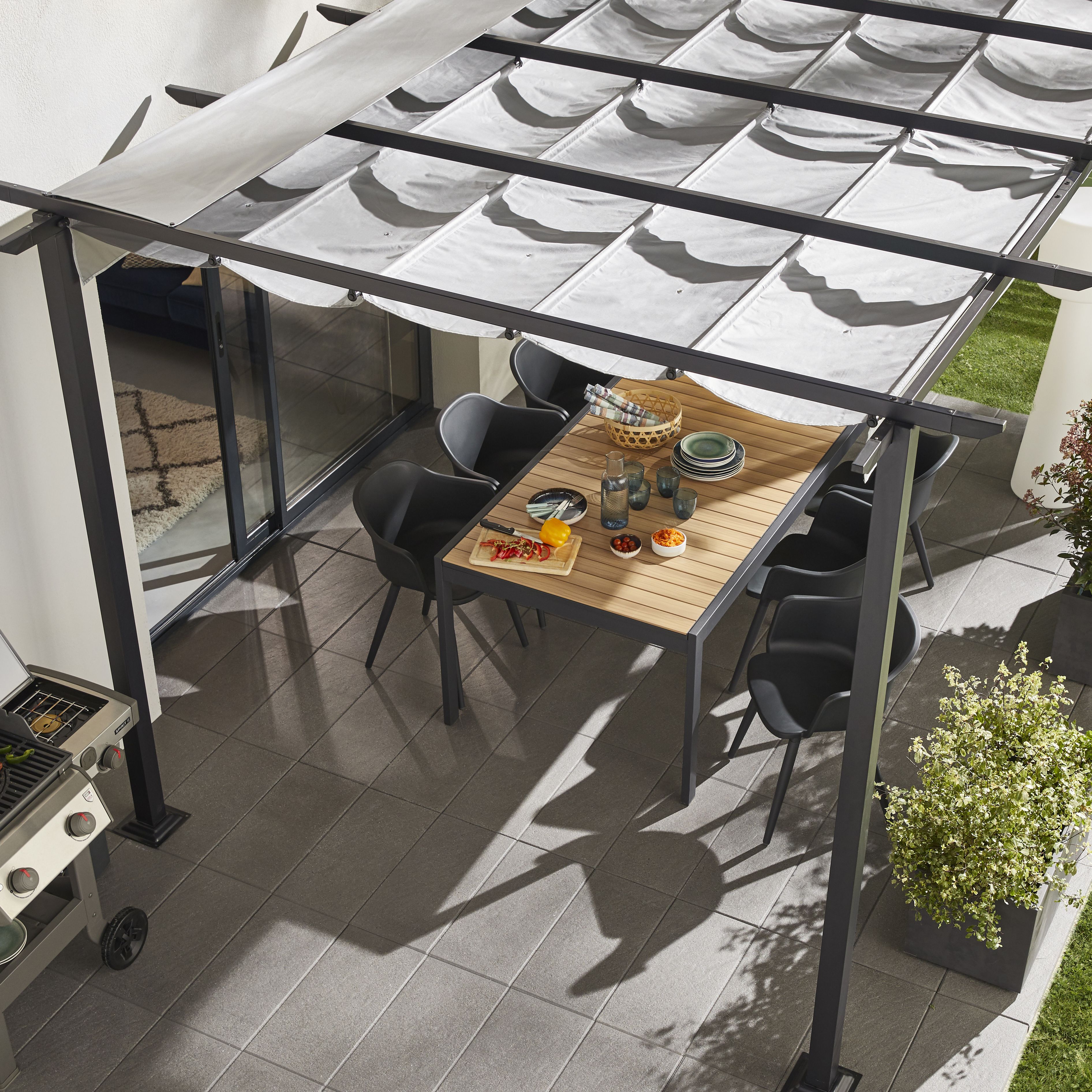 Blooma Moses Dark grey Rectangular Gazebo tent (H) 2.33m (W) 4m (D) 3m - 8
