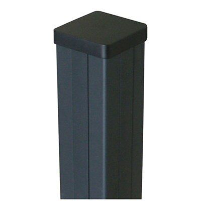 Blooma Neva Dark grey Slotted Square Metal Fence post (H)1.83m (W)70mm, Set