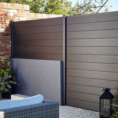 Blooma Neva Dark grey Slotted Square Metal Fence post (H)1.83m (W)70mm, Set