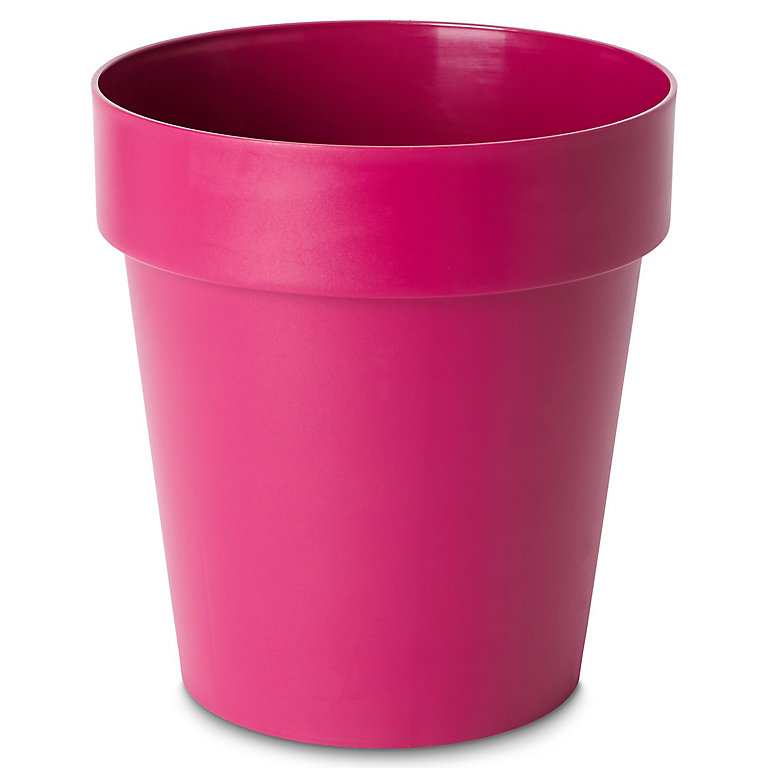 Blooma Nurgul Pink Plastic Round Plant pot (Dia)30cm | DIY at B&Q