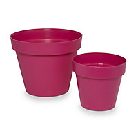 Blooma Nurgul Pink Plastic Round Plant pot (Dia)40cm