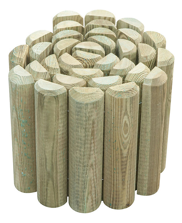 Blooma Pine Edging Roll H 250mm L 2m, Wooden Garden Borders B Q