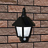 Blooma Polemos Lantern Black Solar-powered LED PIR Outdoor Wall light