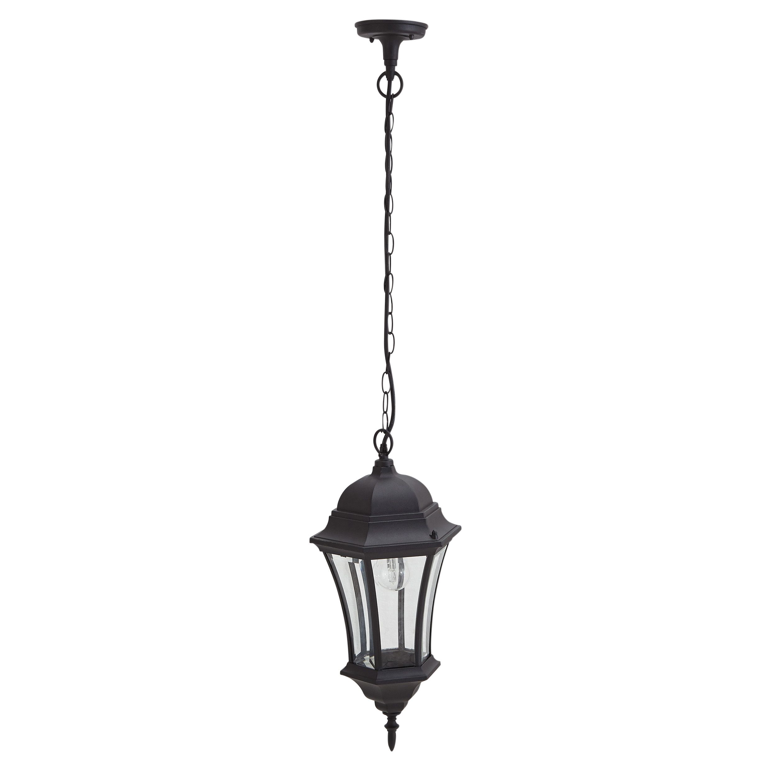 Blooma Richelieu Matt Black Mains-powered Halogen Outdoor Lantern Wall ...