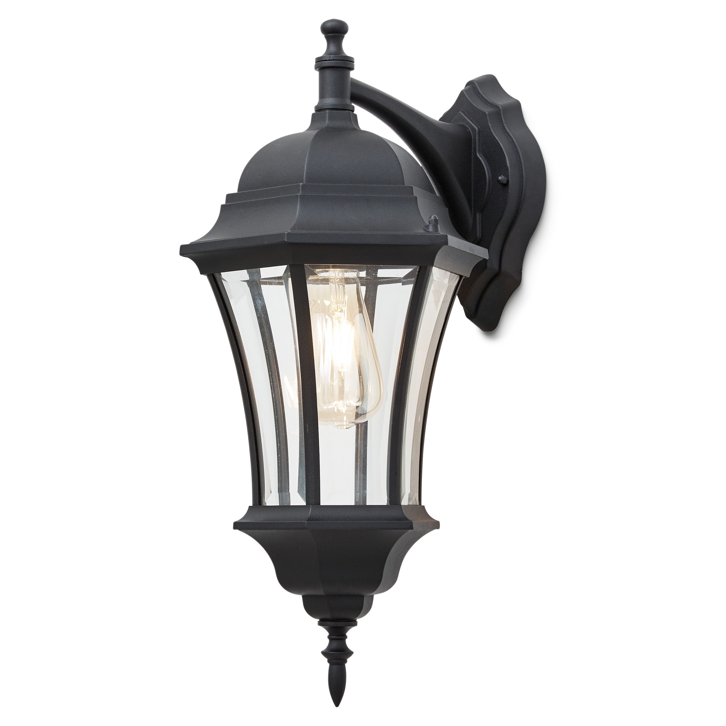 Blooma Richelieu Matt Black Mains-powered Halogen Outdoor Lantern Wall ...