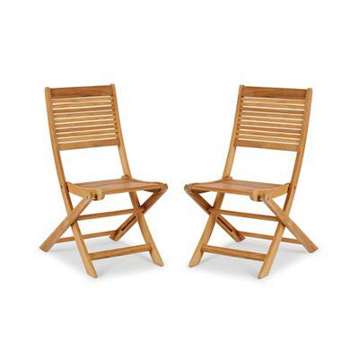 Blooma Roscana Wooden Natural teak Foldable Dining Chair Pack of 2