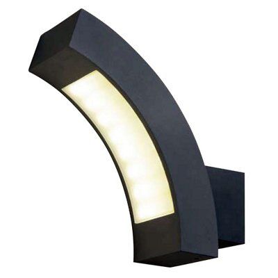 Blooma Ross Matt Charcoal Mains-powered LED Outdoor Curve Wall light