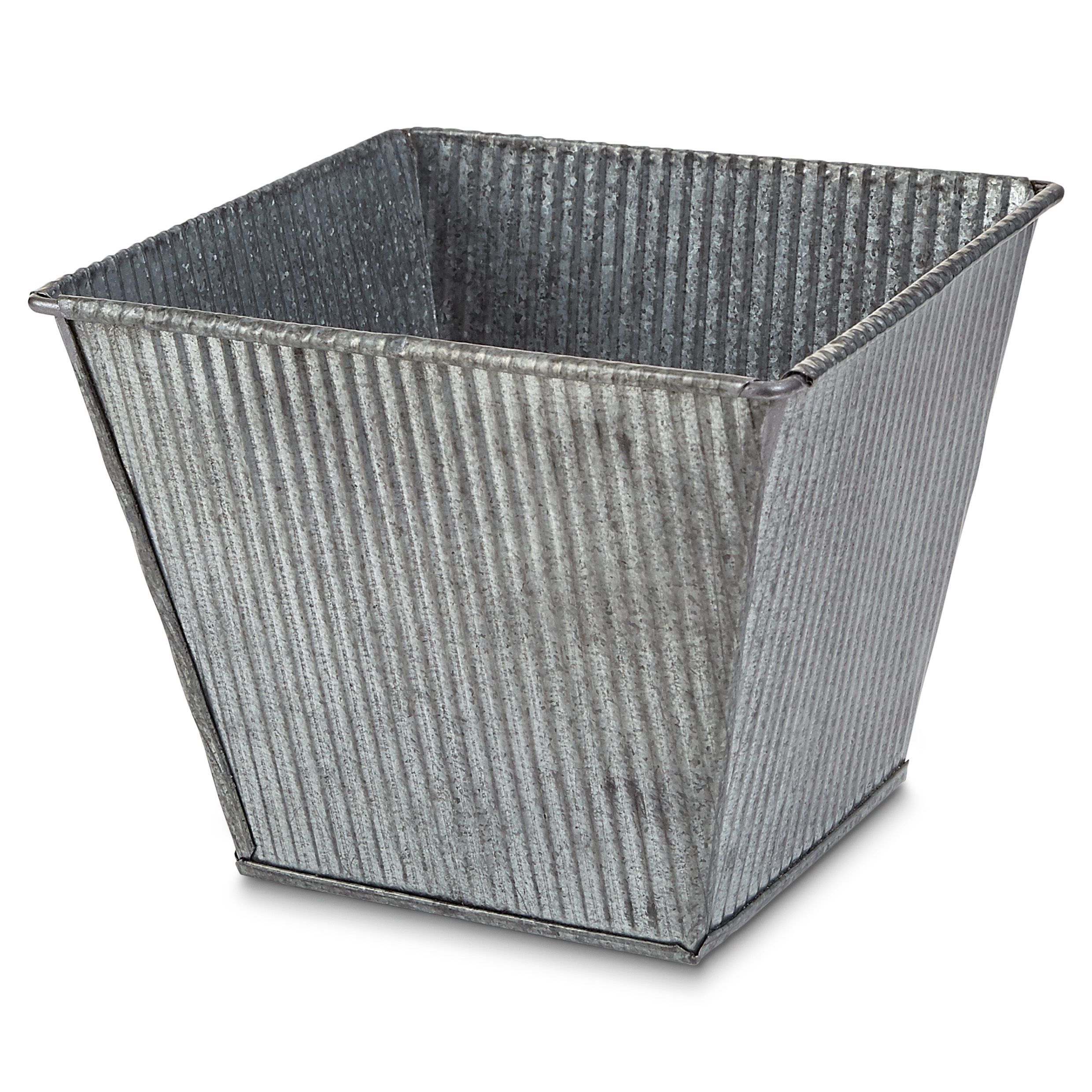 Blooma Rural Argent Metal Square Planter (H)13cm (W)16cm