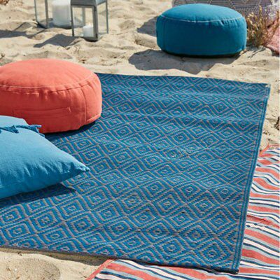 Blooma Rural Concrete & indigo Geometric Medium Indoor & outdoor Rug, (L)170cm x (W)120cm of 1