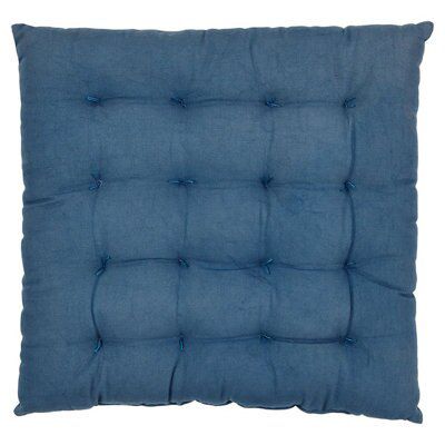 Blooma Rural Indigo Plain Seat pad (L)36cm x (W)36cm