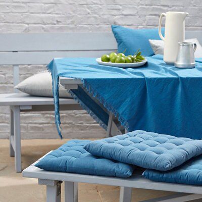Blooma Rural Indigo Plain Seat pad (L)36cm x (W)36cm