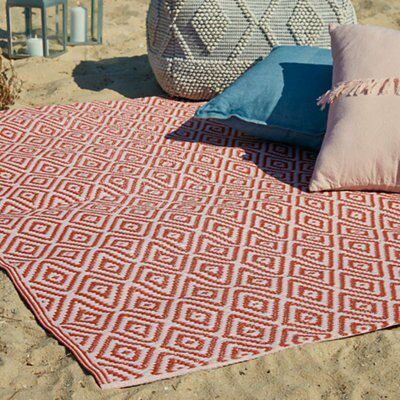 Blooma Rural Terracotta Geometric Medium Indoor & outdoor Rug, (L)170cm x (W)120cm