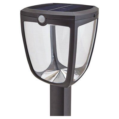 Blooma Seldovia Black Solar-powered LED 4 faces lamp post