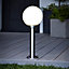 Blooma Sherbrooke Ball Acier Silver effect Mains-powered 1 lamp Halogen Outdoor Post light (H)500mm