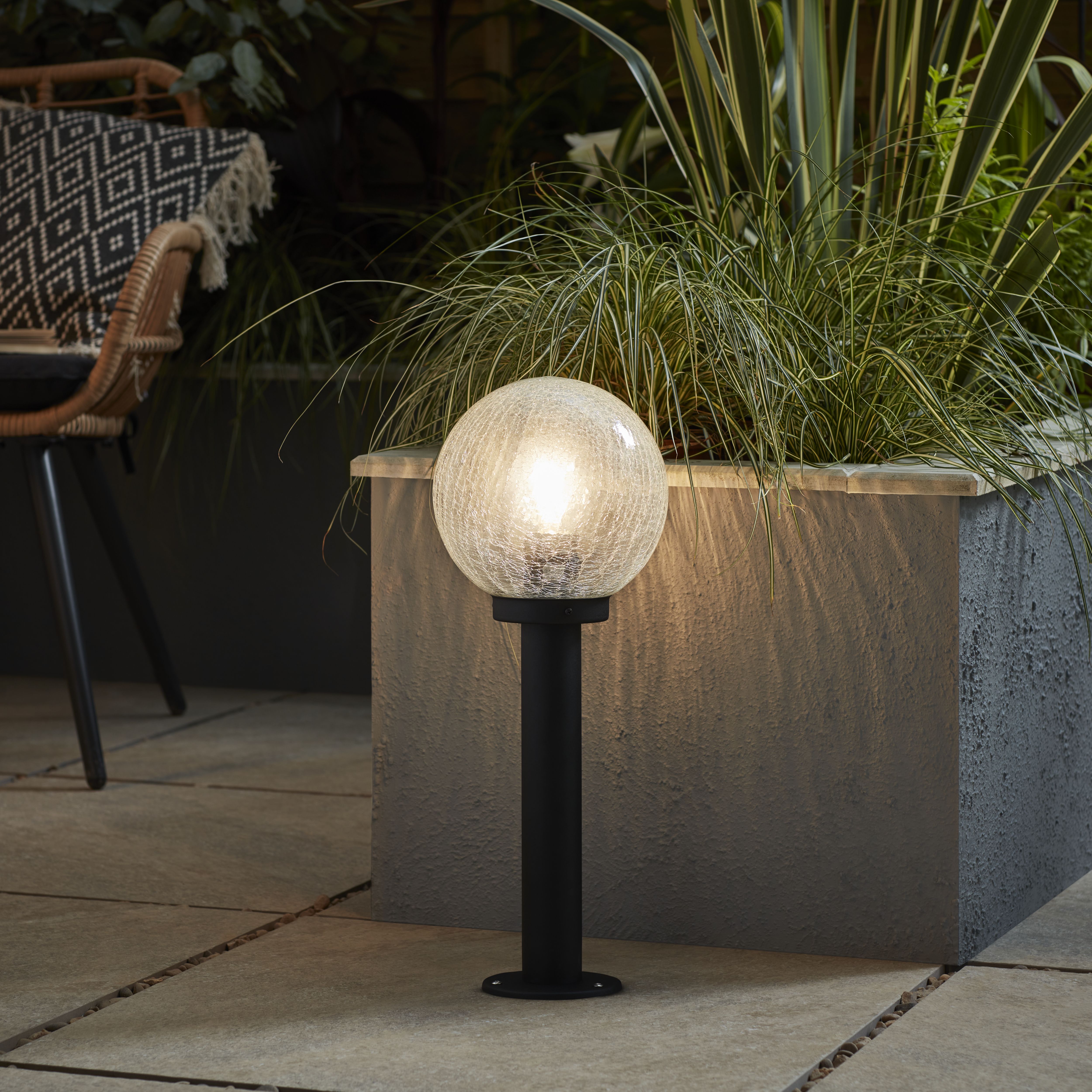 Blooma Sherbrooke Ball Black Mains-powered 1 lamp Halogen Outdoor Post light (H)500mm